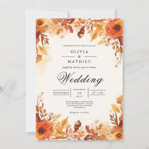 Invitación Boda de Arco Floral de Otoño