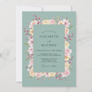 Invitación Boda de Arco Floral de Rubor a Menta