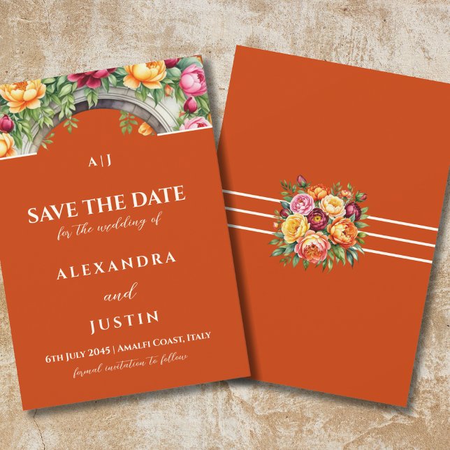 Invitación Boda de Arco Floral de Terracota Guardar la fecha (Subido por el creador)