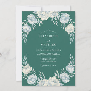 Invitación Boda de arco floral delicado turquesa