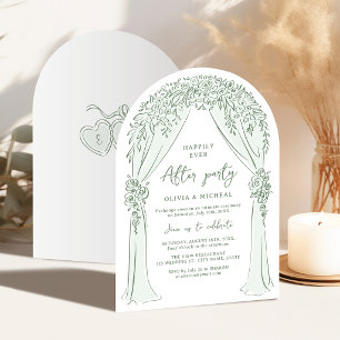 Invitación Boda de arco floral dibujado a mano con salvia