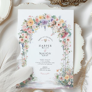 Invitación Boda de arco floral en acuarela pastel