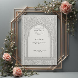 Invitación boda de arco floral Grabado en relieve de plata ár