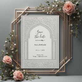 Invitación Boda de arco floral Grabado en relieve de plata sa