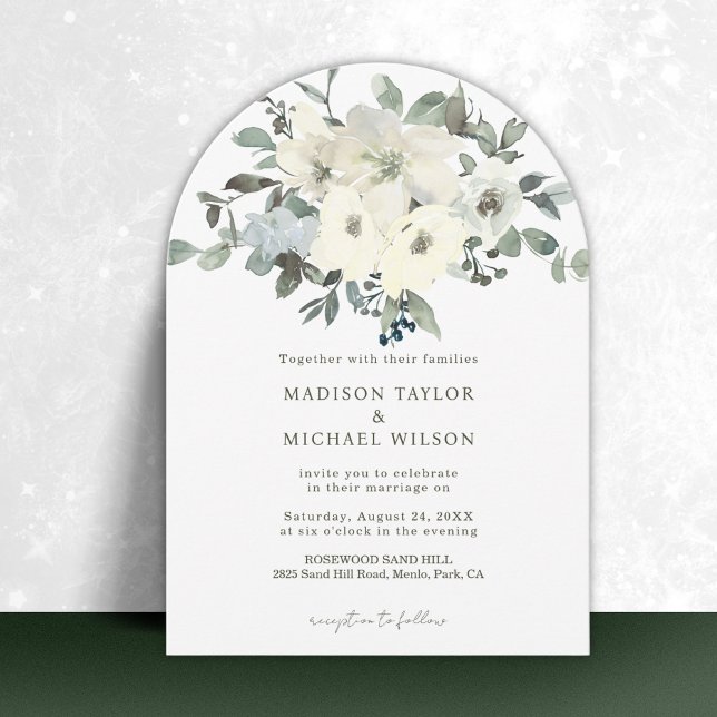 Invitación Boda de arco floral marfil-acuarela (Subido por el creador)