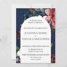 Invitación Boda de Arco Floral Naval y Borgoña