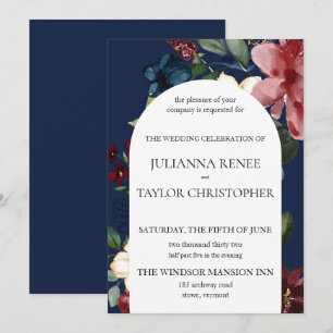 Invitación Boda de Arco Floral Naval y Borgoña