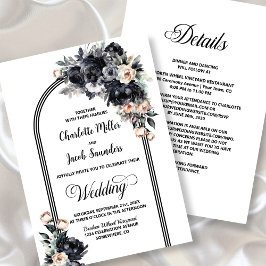 Invitación Boda De Arco Floral Negro De Smokey