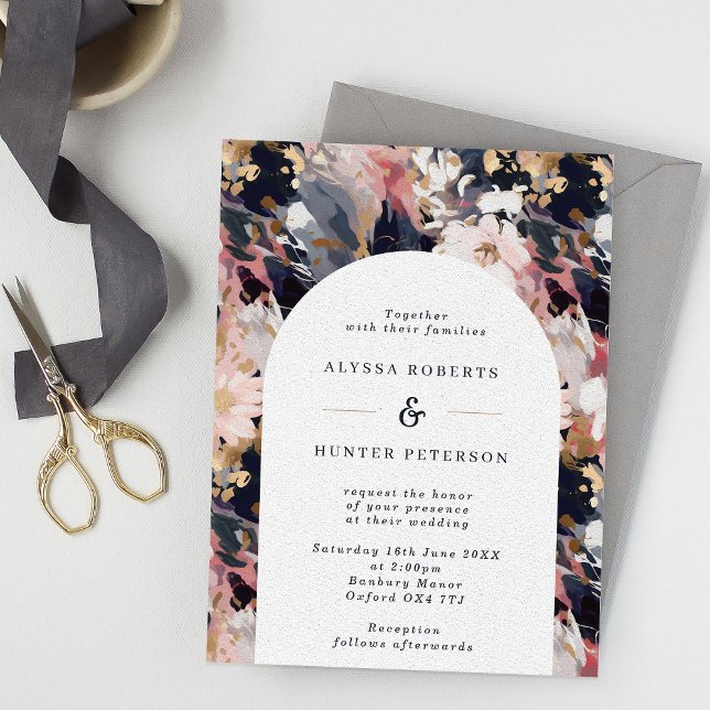 Invitación Boda de Arco Floral Resumen de Rubor y Marina (Subido por el creador)