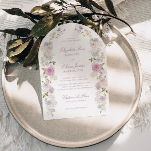 Invitación Boda de arco floral romántico suave pastel