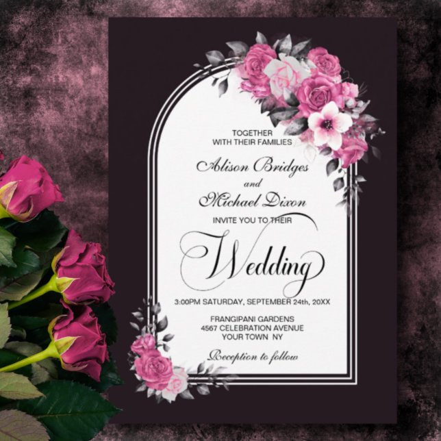 Invitación Boda de arco floral rosa (Subido por el creador)