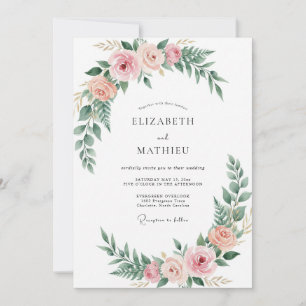 Invitación Boda de Arco Floral Rosa Claro