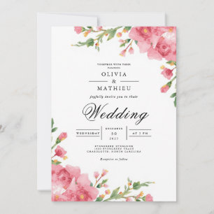 Invitación Boda de arco floral rosa Rubor