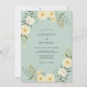 Invitación Boda de Arco Floral Verde Menta