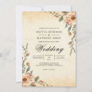 Invitación Boda de arco floral vintage