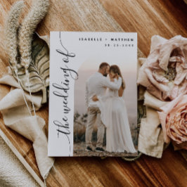 Invitación Boda de arco fotográfico con guión vertical