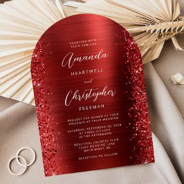 Invitación Boda de arco Metalizado cepillado de Red Glam