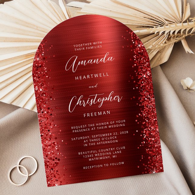 Invitación Boda de arco Metalizado cepillado de Red Glam (Subido por el creador)