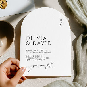 Invitación Boda de arco minimalista moderno en blanco y negro
