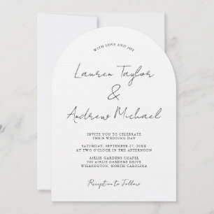 Invitación Boda de Arco Moderno Romántico Blanco y Negro