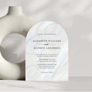 Invitación Boda de arco monograma azul agitado