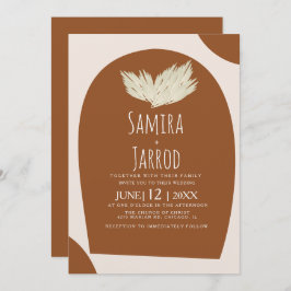 Invitación Boda de Arco Natural Pampas con Mano Bohemia