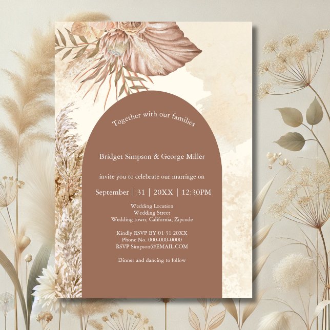 Invitación Boda de arco neutral de Boho moderno (Subido por el creador)