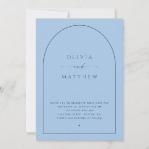 Invitación Boda de Arco Pastel Azul Cielo Foto y Código QR