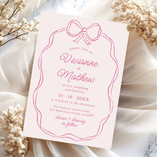 Invitación Boda de arco rosado con mano moderna