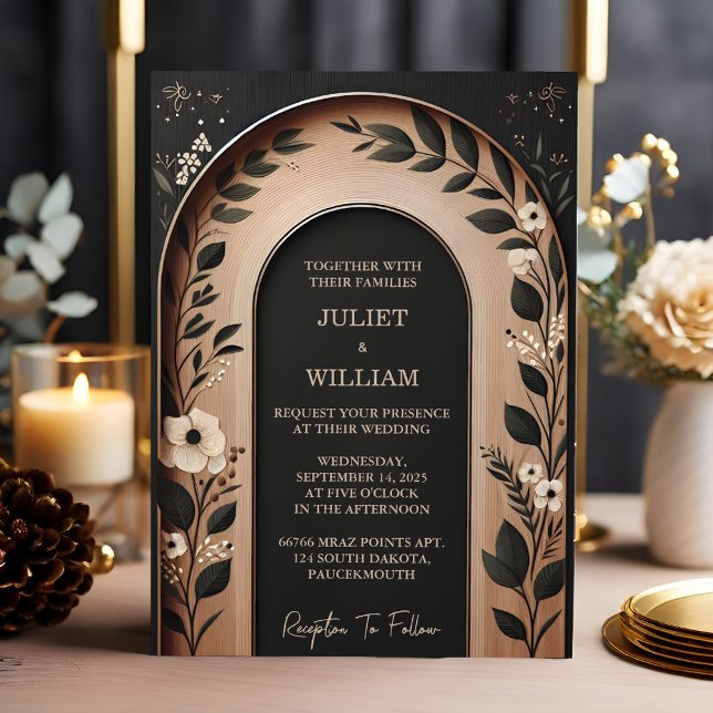 Invitación Boda de Arco Rústico de Granjas para Bosques de Ár (Subido por el creador)