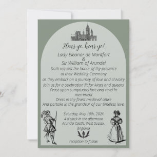 Invitación Boda de arco verde salvia del Renacimiento medieva