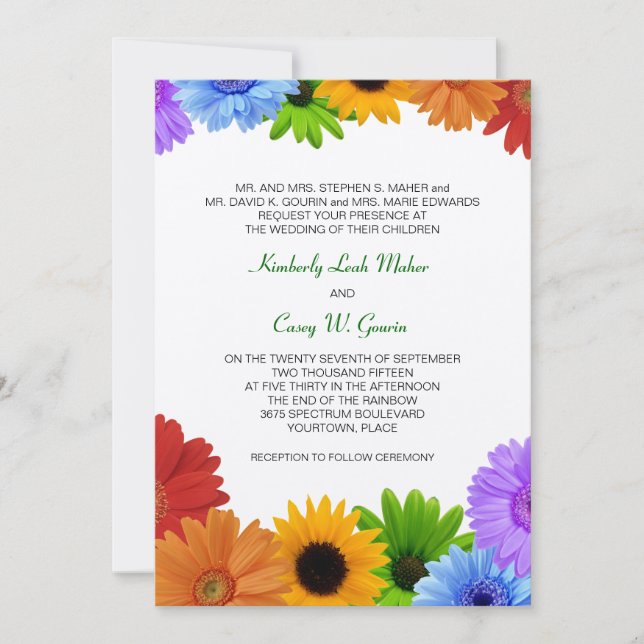Invitación Boda de arcoiris (Anverso)