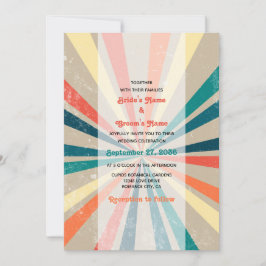 Invitación Boda de arcoiris retro colorido