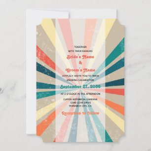 Invitación Boda de arcoiris retro colorido