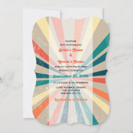 Invitación Boda de arcoiris retro colorido