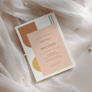 Invitación Boda de Arcos Bohemios Terracota Amarillo Elegante