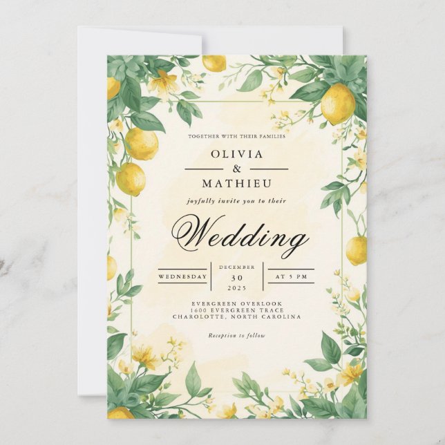 Invitación Boda de arcos de Citrus Bloom (Anverso)