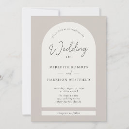 Invitación Boda de arcos de guiones modernos Taupe Ecru