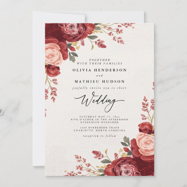 Invitación Boda de arcos de Velvet Bloom (Anverso)