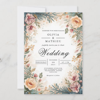 Invitación Boda de arcos florales de color suave