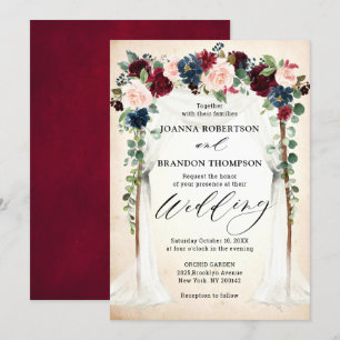 Invitación Boda de arcos florales de la Marina de Borgoña Rub