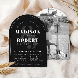 Invitación Boda de arcos fotográficos de Ampersand blanco y n