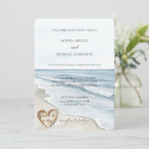 Invitación Boda de arena Beach Ocean Heart