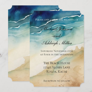 Invitación Boda de arena de océano azul de playa