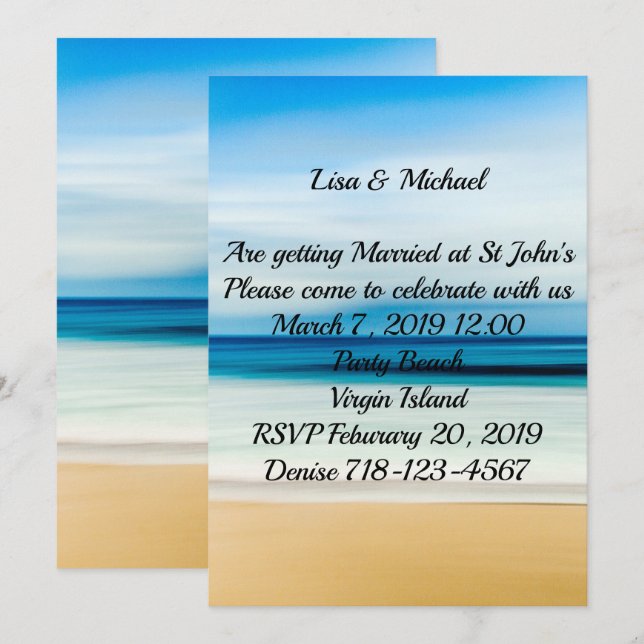 Invitación Boda de arena de playa (Anverso / Reverso)
