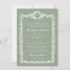 Invitación boda de armazón botánico clásico sage green