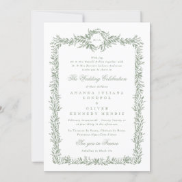 Invitación boda de armazón de armazón clásico de color verde