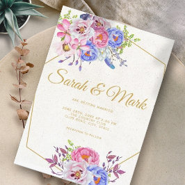 Invitación Boda de armazón floral color morado rosa