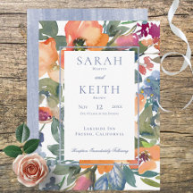 Boda de armazón floral de color azul y de color az