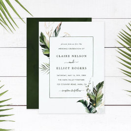 Invitación Boda de armazón verde de color de agua tropical